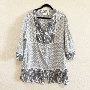 Chico's Blouse Top Size 3 black and white button down